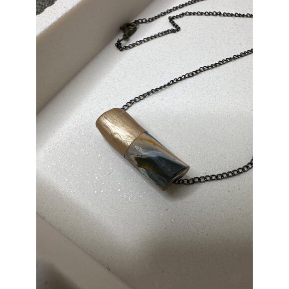 Handcrafted Resin & Wood Pendant Necklace With Black Chain Womens Fashion - Picture 3 of 4